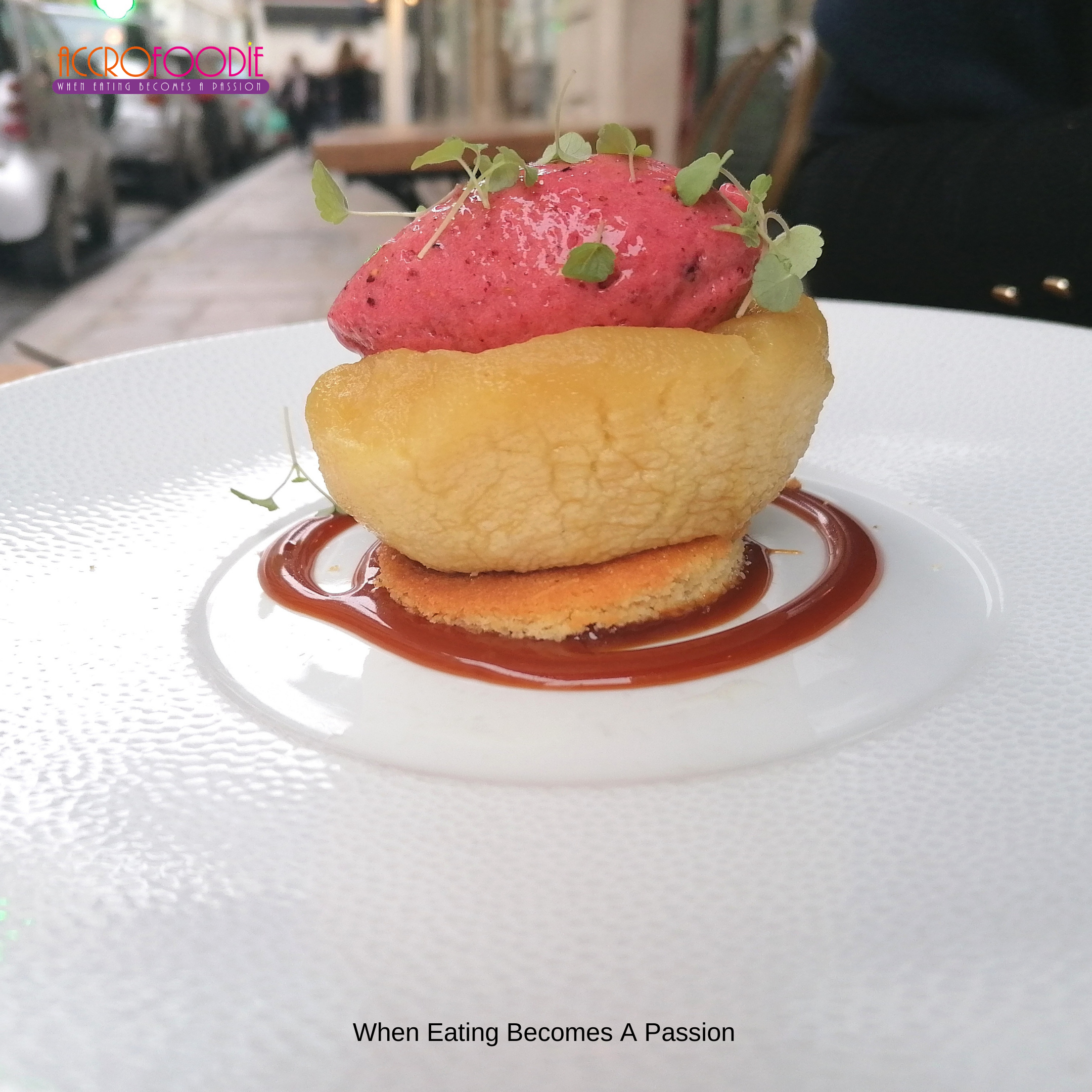 Pomme Tatin sablé breton et son sorbet fraise (un régal fondant)